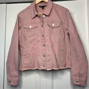 Baccini Light Pink Denim Jacket Raw Edged Jacket Women’s Size US M